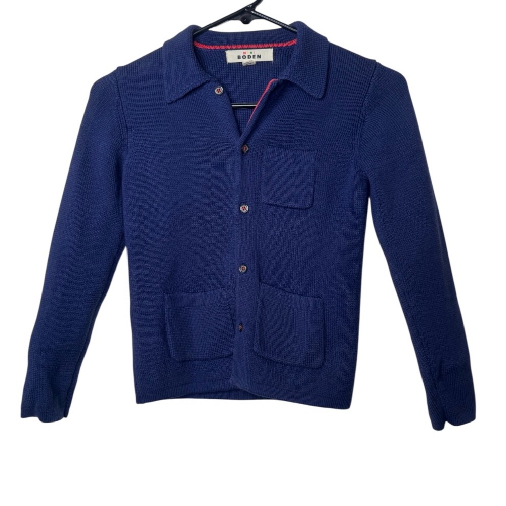 Boden Navy Knit Sweater with Red Trim(Size 7/8)